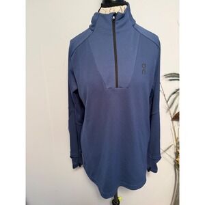 On Running Mens Climate Shirt Blue Quarter Zip Long Sleeve Pullover Size L